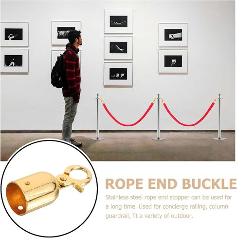 Rope End Stopper with Titanium Hook, Metal Cord End Cap for Guardrail and Crowd Control Barrier Rope, Small Size Cord Snap for Stanchion and Queue Divider in Saudi Arabia