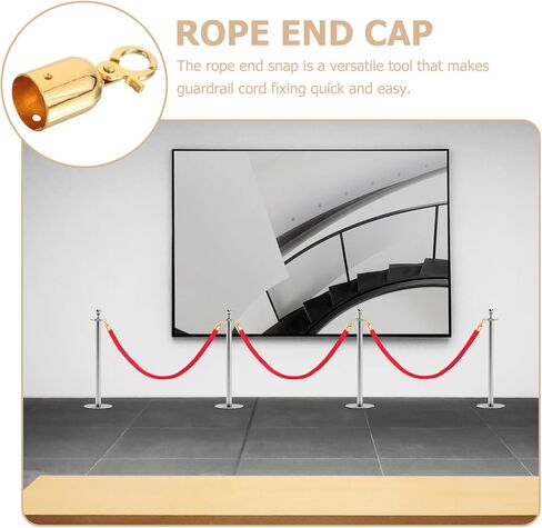 Rope End Stopper with Titanium Hook, Metal Cord End Cap for Guardrail and Crowd Control Barrier Rope, Small Size Cord Snap for Stanchion and Queue Divider in Saudi Arabia