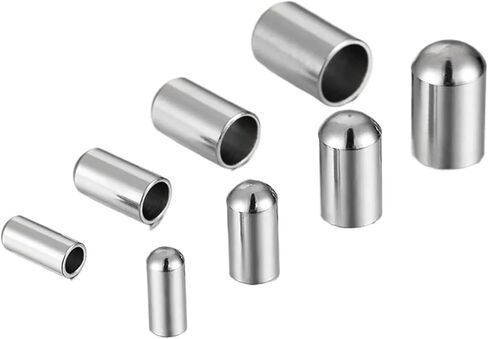 Stainless Steel Cord Ends Barrel Terminators, Rope End Caps Stainless Steel 20 Pcs and Gold Colors Multiple Sizes for DIY(Steel Color-Flat,Hole 2.5mm) in Kuwait