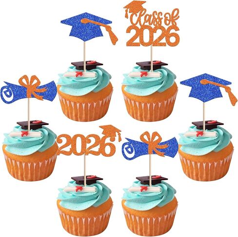 RSSTARXI 36 Pack 2025Graduation Cupcake Toppers Glitter Class of 2025 Cap Cap Diploma Cupcake for 2025 Tervement theme Party Cake Decorations in Saudi Arabia