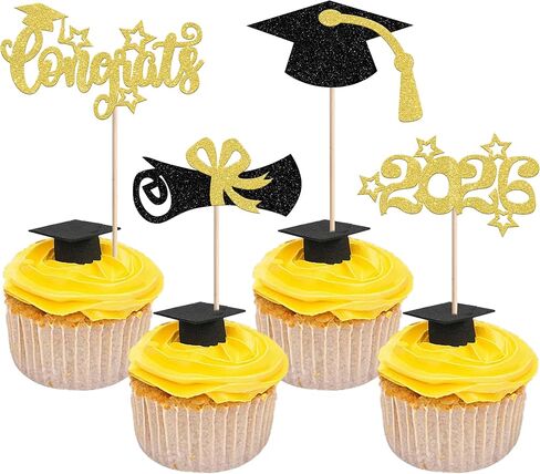 RSSTARXI 36 Pack 2025Graduation Cupcake Toppers Glitter Class of 2025 Cap Cap Diploma Cupcake for 2025 Tervement theme Party Cake Decorations in Kuwait