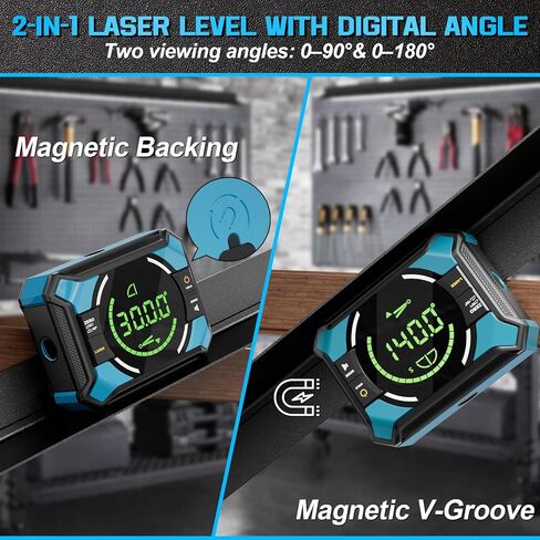 Laser Level with Digital Angle Finder - 3 in 1 Lazer Leveler Tool Digital Angle Gauge Wall Laser Level for Hanging Frames & Picture, Diy Project in Saudi Arabia