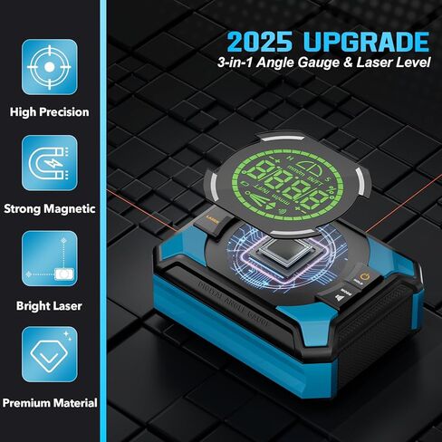 Laser Level with Digital Angle Finder - 3 in 1 Lazer Leveler Tool Digital Angle Gauge Wall Laser Level for Hanging Frames & Picture, Diy Project in Saudi Arabia