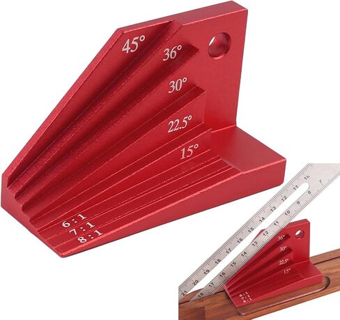 كتلة قياس مشطوفة متعددة الزوايا، محدد زاوية ميتري عالمي بزوايا ميتري 15 درجة -45 درجة، أداة قياس النجارة لمشاريع التوجيه والنجارة in Kuwait