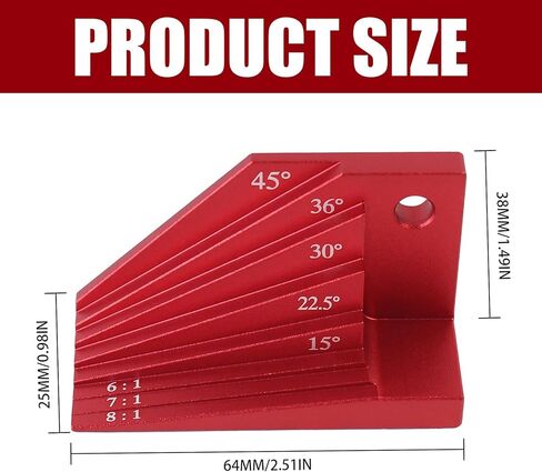 كتلة قياس مشطوفة متعددة الزوايا، محدد زاوية ميتري عالمي بزوايا ميتري 15 درجة -45 درجة، أداة قياس النجارة لمشاريع التوجيه والنجارة in Kuwait