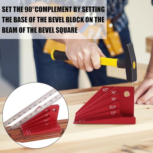 كتلة قياس مشطوفة متعددة الزوايا، محدد زاوية ميتري عالمي بزوايا ميتري 15 درجة -45 درجة، أداة قياس النجارة لمشاريع التوجيه والنجارة in Kuwait