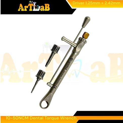 10-50NCM Torque Wrench Ratchet with Bit Driver 1.25mm & 2.42mm Torque Wrench Screwdriver Kit Ratchet Drivers Dental Dentistry Repair Tools Fully Autoclavable in Kuwait