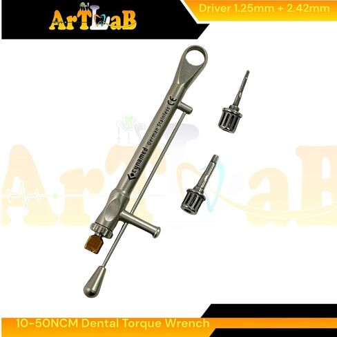 10-50NCM Torque Wrench Ratchet with Bit Driver 1.25mm & 2.42mm Torque Wrench Screwdriver Kit Ratchet Drivers Dental Dentistry Repair Tools Fully Autoclavable in Kuwait