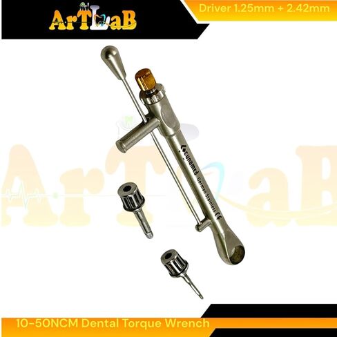 10-50NCM Torque Wrench Ratchet with Bit Driver 1.25mm & 2.42mm Torque Wrench Screwdriver Kit Ratchet Drivers Dental Dentistry Repair Tools Fully Autoclavable in Kuwait