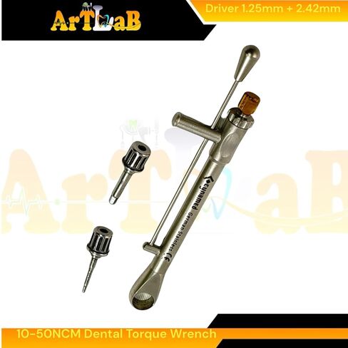10-50NCM Torque Wrench Ratchet with Bit Driver 1.25mm & 2.42mm Torque Wrench Screwdriver Kit Ratchet Drivers Dental Dentistry Repair Tools Fully Autoclavable in Kuwait