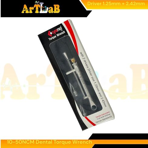 10-50NCM Torque Wrench Ratchet with Bit Driver 1.25mm & 2.42mm Torque Wrench Screwdriver Kit Ratchet Drivers Dental Dentistry Repair Tools Fully Autoclavable in Kuwait