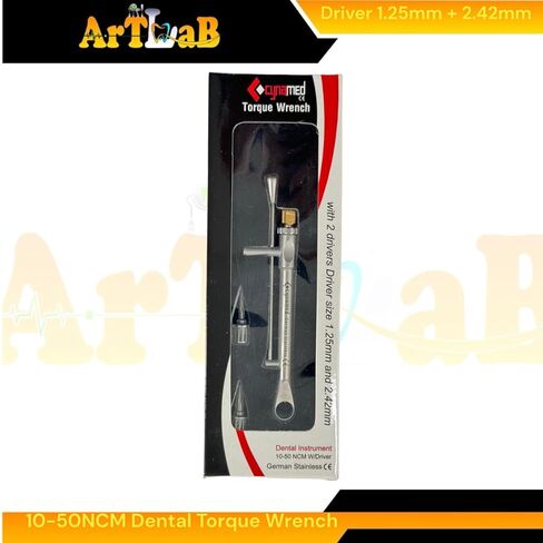 10-50NCM Torque Wrench Ratchet with Bit Driver 1.25mm & 2.42mm Torque Wrench Screwdriver Kit Ratchet Drivers Dental Dentistry Repair Tools Fully Autoclavable in Kuwait