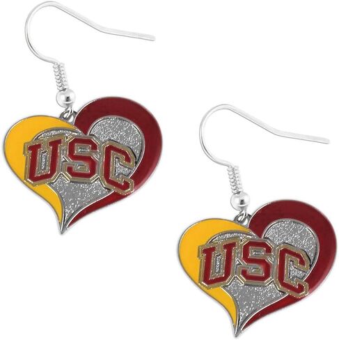 Aminco USC Trojans Swirl Heart Dangle Logo Earring Set Charm Gift in Saudi Arabia