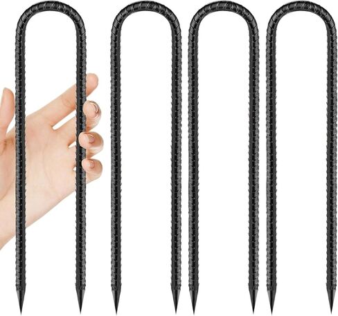 Trampoline Ground Wind Stakes Anchors High Wind Heavy Duty, 8 Pack 12 Inch U-Shaped Rebar Tent Stakes for Camping Tents, Soccer Goals,Fences, Swing, Landscape,Garden Decoration (U-8Pack) in Saudi Arabia