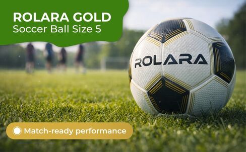 كرة القدم من سلسلة Gold مقاس 5 - كرات مطابقة احترافية مصنوعة من جلد البولي يوريثان الكوري المربوط حراريًا ومعتمدة من NFHS - مقاومة للماء مع المثانة الهجين للاحتفاظ الفائق بالهواء - الحجم الرسمي in Saudi Arabia
