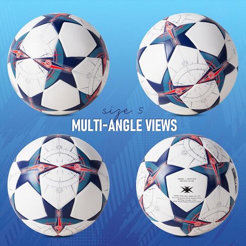 Soccer Ball Size 5, Professional Thermal Bonded Match Training Football with Seamless Waterproof PU Cover, Durable Outdoor Soccer Ball, Includes Pump and Mesh Bag in Kuwait