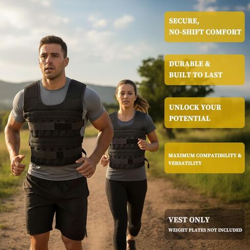 سترة مافي ذات وزن قابلة للتعديل (السترة فقط، الأوزان غير متضمنة) - 32 فتحة لمقاومة مخصصة، تناسب الرجال والنساء - لتدريب القوة والجري واللياقة البدنية in Kuwait