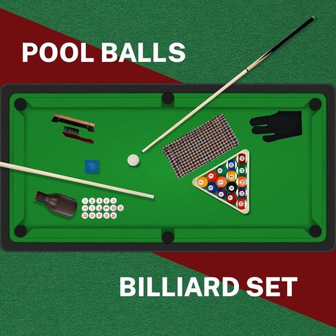 93-Piece Pool Table Accessories Set with Nano Chalk,2-1/4" Billiard Balls,58" Pool Cues,Triangle Racks,Tips, Gloves,Stickers,Cleaning Brush & Cloth–Complete Billiards Kit for Home Game Rooms in Kuwait