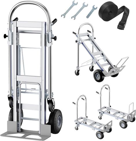 Hand Trucks Heavy Duty Aluminum Dolly Cart, 3 in 1 Design 1000 Lbs Capacity with Solid Wheels - Foldable, Portable, Ergonomic Handle, Perfect for Construction, Warehouses, Factories, Indoor & Outdoor in Saudi Arabia