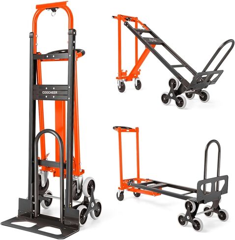 شاحنة يدوية شديدة التحمل 3 في 1 قابلة للتحويل، 1000 رطل من الألومنيوم قابلة للطي لتسلق السلالم مع عجلات صلبة للخدمات اللوجستية/النقل/التسوق/المكتب in Kuwait