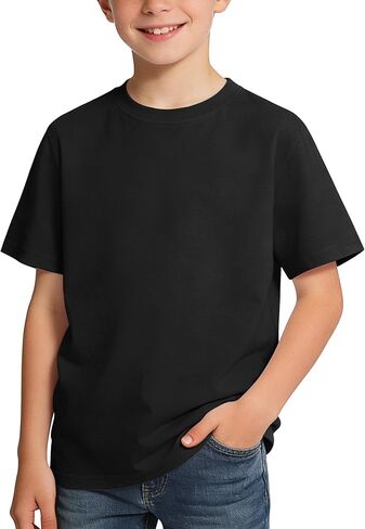 BOOPH Boys Shirts Short Sleeve T-Shirts Kids Basic Crew Neck Tops Casual Cotton Tees Clothes in Kuwait