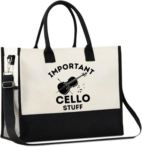 InnoBeta Cello Gifts for Women, Gifts for Cello Players, Cellist Canvas Tote Bag for Girls Mom, Grandma, Bag with Top Zipper Closure and Shoulder Strap for Birthday,Christmas in Saudi Arabia