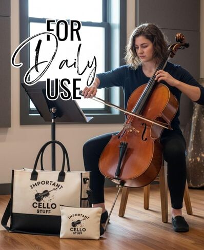 InnoBeta Cello Gifts for Women, Gifts for Cello Players, Cellist Canvas Tote Bag for Girls Mom, Grandma, Bag with Top Zipper Closure and Shoulder Strap for Birthday,Christmas in Saudi Arabia