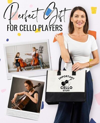 InnoBeta Cello Gifts for Women, Gifts for Cello Players, Cellist Canvas Tote Bag for Girls Mom, Grandma, Bag with Top Zipper Closure and Shoulder Strap for Birthday,Christmas in Saudi Arabia