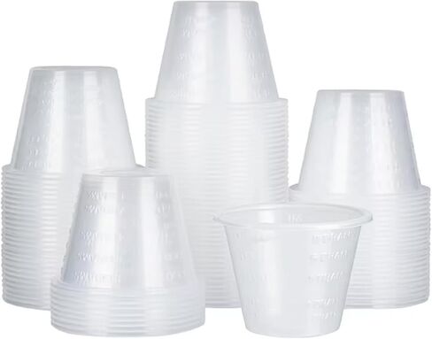 Disposable Medicine Cups 100pcs Clear Plastic Measuring Cups Graduated for Medical Purposes, Mixing Materials, DIY Arts & Crafts in Kuwait