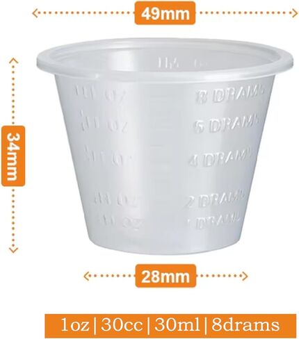 Disposable Medicine Cups 100pcs Clear Plastic Measuring Cups Graduated for Medical Purposes, Mixing Materials, DIY Arts & Crafts in Kuwait
