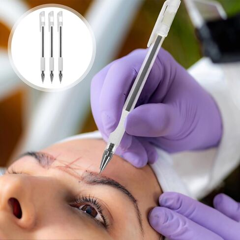 3pcs Waterproof Skin Marking Pens for Eyebrows and Tattoos, Precision Tattoo Positioning, Permanent Eyebrow Markers Pen for Salon, Black in Kuwait