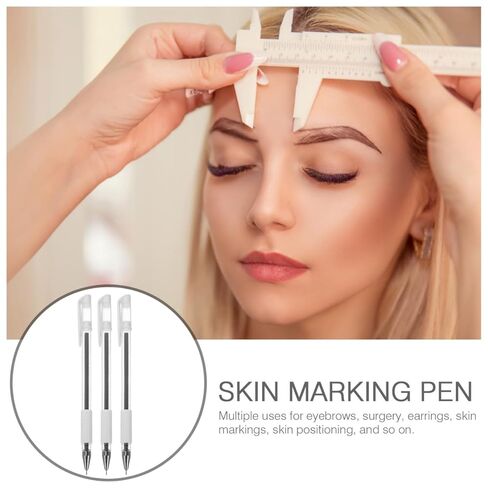 3pcs Waterproof Skin Marking Pens for Eyebrows and Tattoos, Precision Tattoo Positioning, Permanent Eyebrow Markers Pen for Salon, Black in Kuwait