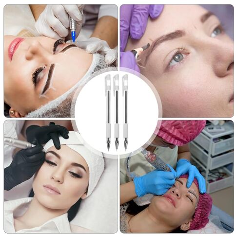 3pcs Waterproof Skin Marking Pens for Eyebrows and Tattoos, Precision Tattoo Positioning, Permanent Eyebrow Markers Pen for Salon, Black in Kuwait