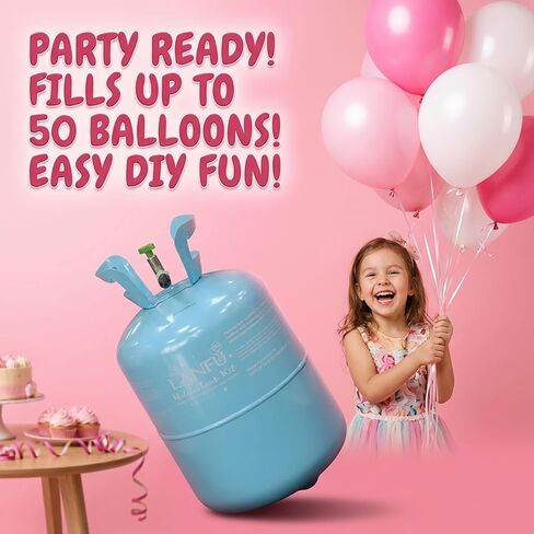 Helium Tank for Balloons at Home - 13L Large Disposable Balloon Inflator Kit, Fills Up to 50 Balloons, Pure Gas Cylinder for Family Celebration & Events (Portable Design) in Saudi Arabia