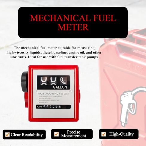 1 بوصة مقياس وقود الديزل الميكانيكي، 4–16GPM، مقياس تدفق مضخة وقود الديزل الألومنيوم ثلاثي الرقمية، عدادات الوقود جالون لمضخات خزان النقل in Kuwait