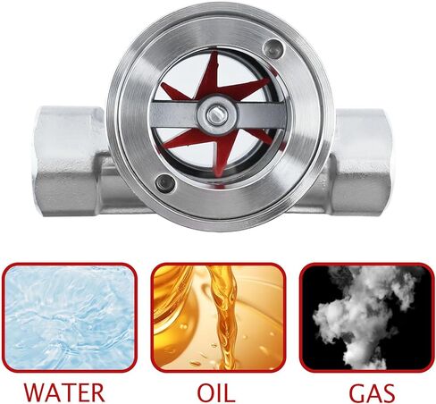 Antrader 1/2"NPT Female 304 Stainless Window Sight Glass Flow Indicator with Impeller,1Pcs (DN15-1/2") in Kuwait