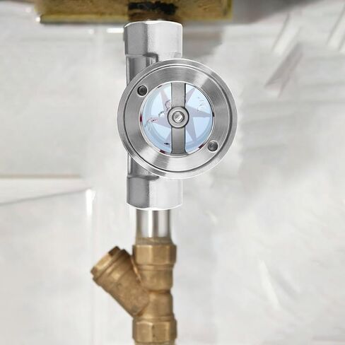 Antrader 1/2"NPT Female 304 Stainless Window Sight Glass Flow Indicator with Impeller,1Pcs (DN15-1/2") in Kuwait