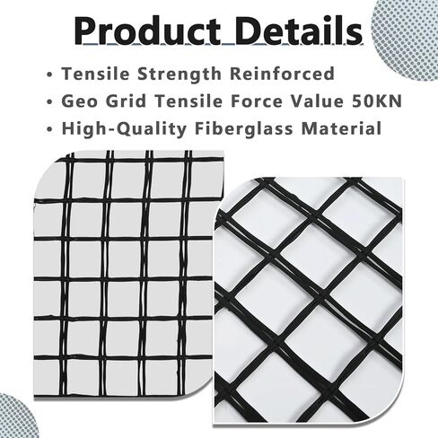 Geogrid Roll, 4ft x 164ft Fiberglass Geogrid for Retaining Walls, Slopes, Driveways Stabilization, Universal Gravel Ground Grid, Geo Grid Tensile Force Value 50KN in Kuwait
