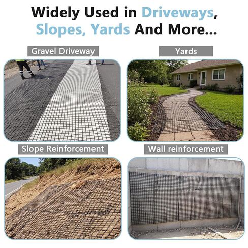 Geogrid Roll, 4ft x 164ft Fiberglass Geogrid for Retaining Walls, Slopes, Driveways Stabilization, Universal Gravel Ground Grid, Geo Grid Tensile Force Value 50KN in Kuwait