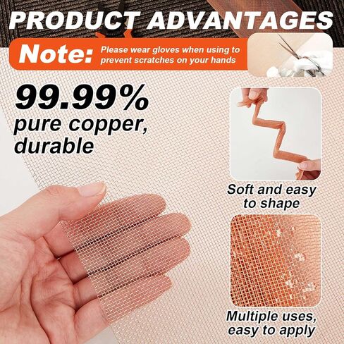 Zonon 99.9% Pure Copper Mesh Screen 36 Inch x 12 ft 16x16 Mesh Copper Roll Wire Fabric 0.27mm Wire Diameter Conductive Metal Dense Filter Screen Woven for Lab Faraday Cage Rodent Control Window Craft in Kuwait