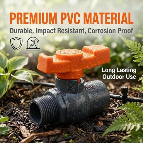 صمامات كروية PVC مقاس 1/2 بوصة (عبوة من قطعتين)، صمام إغلاق PVC ملولب أنثى مقاس 1/2 بوصة أنثى × ذكر، صمام PVC مقاس 1/2 بوصة لمشروع المياه وحمام السباحة ومضخة الصرف الصحي ونظام الري in Saudi Arabia