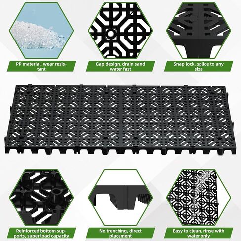20 Pcs 15.7" x 15.7" Heavy Duty Ground Protection Mats, Interlocking Non-Slip Floor Mat, Heavyweight Gravel Grid Drive on Lawn, 6613 lb Load Permeable Paver for Parking, Outdoor Event Flooring, Black in Kuwait