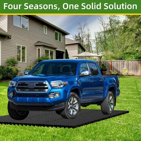 20 Pcs 15.7" x 15.7" Heavy Duty Ground Protection Mats, Interlocking Non-Slip Floor Mat, Heavyweight Gravel Grid Drive on Lawn, 6613 lb Load Permeable Paver for Parking, Outdoor Event Flooring, Black in Kuwait