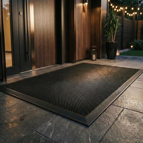 3'x 5' Elestic Net Entry Mat Outside Entrance. High Traffic Guard Dirt Trapper Doormat with Rubber Backing, Upgraded Commercial Front Door Mat for Entryway(Jet Black) in Saudi Arabia