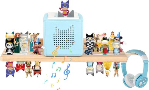 لعرض رف تخزين Toniebox 1/2 لشخصيات من 40 إلى 50 شخصية، يحمل ملحقات وحدة التحكم في الألعاب Tonieplay Story، منظم مغناطيسي خشبي مع وصول للشحن، حامل على الحائط + سطح المكتب in Kuwait