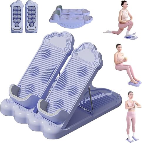 لوح مائل، لوح تمدد ربلة الساق 3 في 1 مع مدلك للقدم وأشرطة مقاومة، ممتدة ربلة الساق قابلة للتعديل بـ 12 مستوى لتخفيف آلام وتر العرقوب في كاحل ربلة الساق، مدرب تمارين التوازن in Kuwait