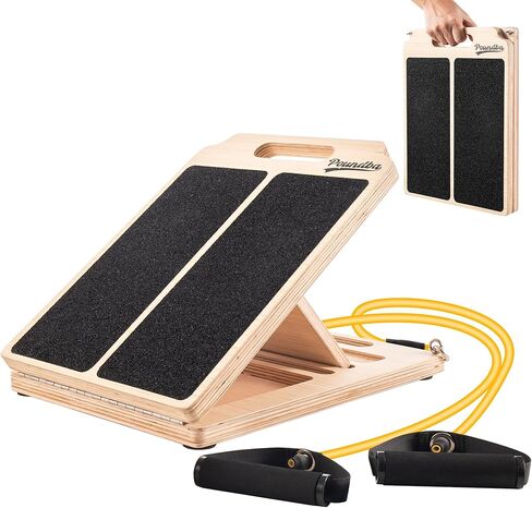 لوح خشبي مائل لتمديد ربلة الساق، لوح مائل محمول قابل للتعديل مع حبل سحب بوزن 10 أرطال، يأتي مع ملصق تدريب، سعة وزن 300 رطل لتمديد الساق والركبتين والكاحل in Kuwait