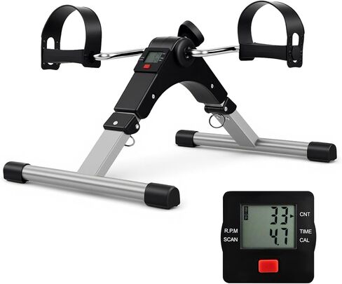 GYMAX Pedal Exerciser, Under Desk Bike Foldable with LCD Display for Arms & Legs Workout, Portable Mini Exercise Bike for Seniors Office Home Fitness in Saudi Arabia