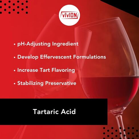 حمض الطرطريك USP/FCC - 5 كجم (11 رطل) - مثبت مكونات السواغ الحمضي ومصحح الرقم الهيدروجيني in Kuwait