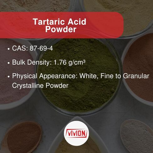 حمض الطرطريك USP/FCC - 5 كجم (11 رطل) - مثبت مكونات السواغ الحمضي ومصحح الرقم الهيدروجيني in Kuwait